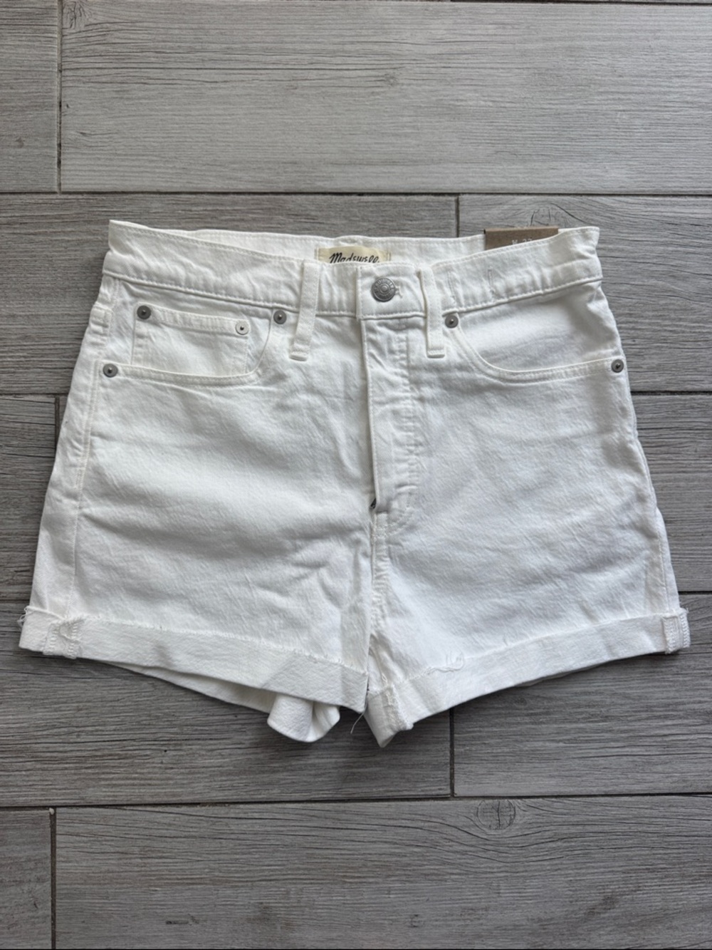 Madewell White Denim High-Rise Shorts